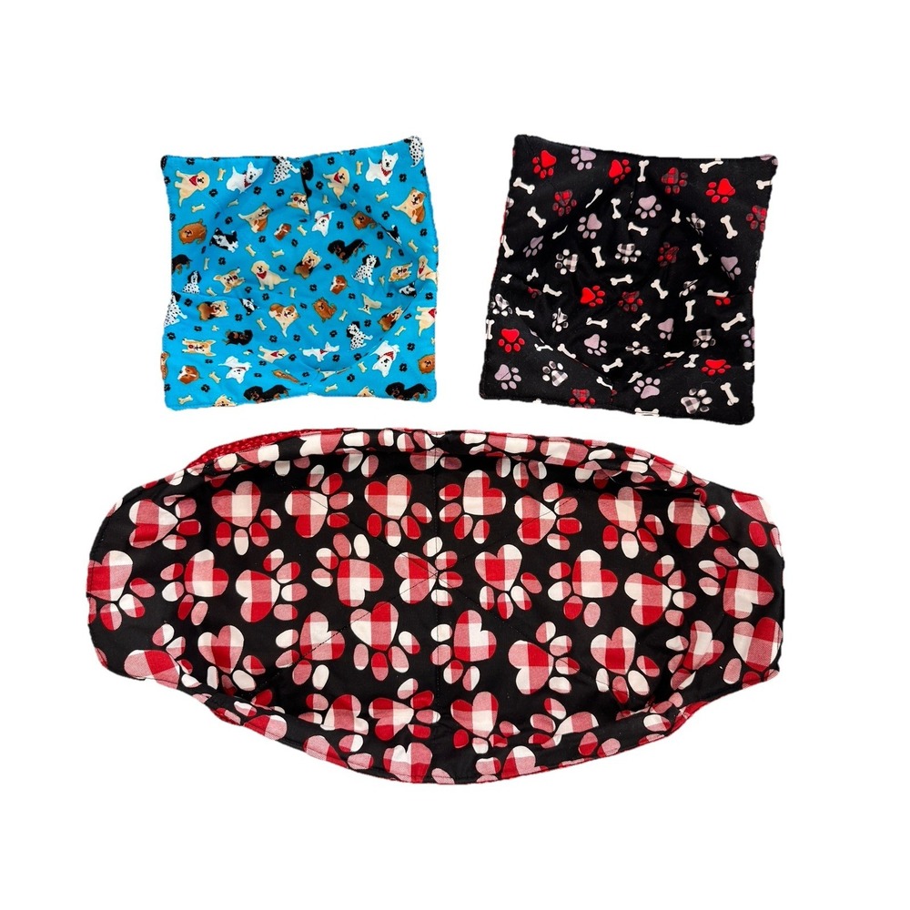 Handmade Bowl Cozy Set Paw Print Casserole Carrier Microwave Hot Pad 3pc